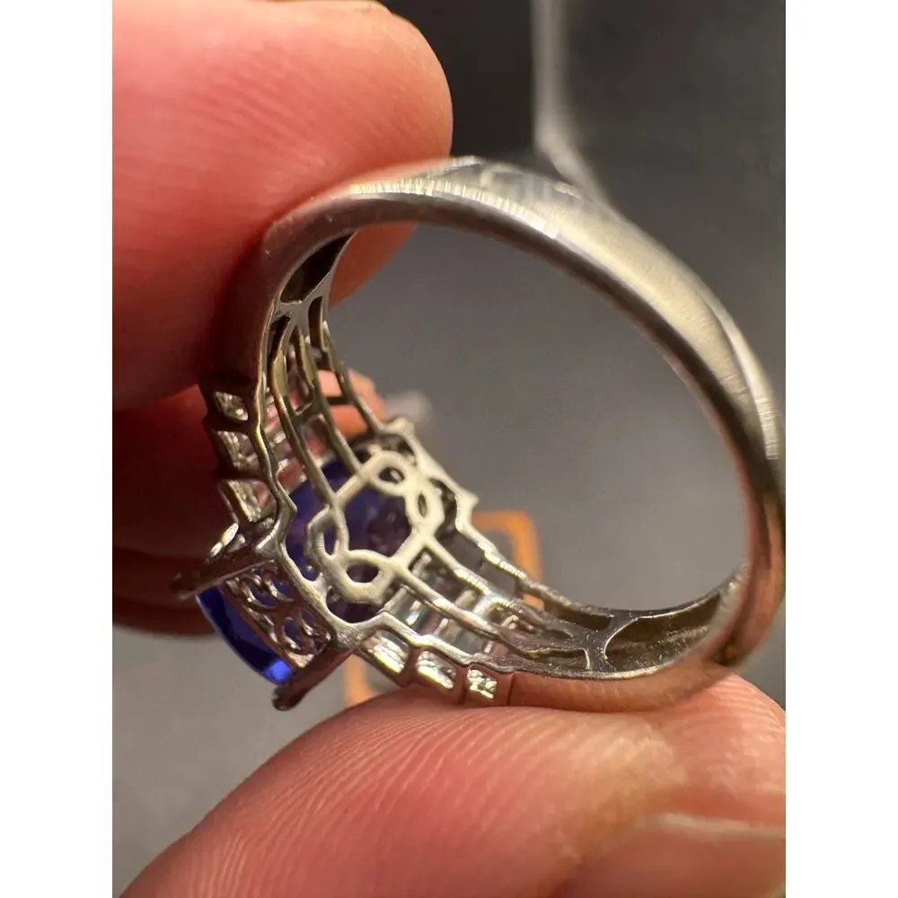 STS Chuck Clemency Sterling Silver 925 Sapphire & White Topaz Ring Sz 10